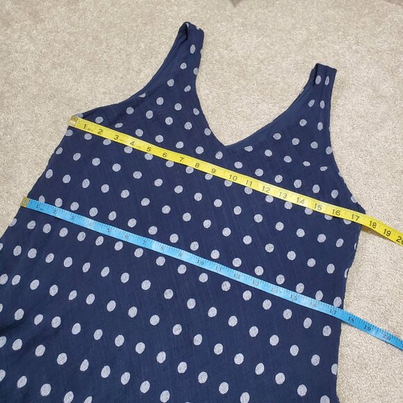 BELLA AMORE Linen Blend Summer Dress Polka Dot Layered Blue White Women's Small - Picture 8 of 9
